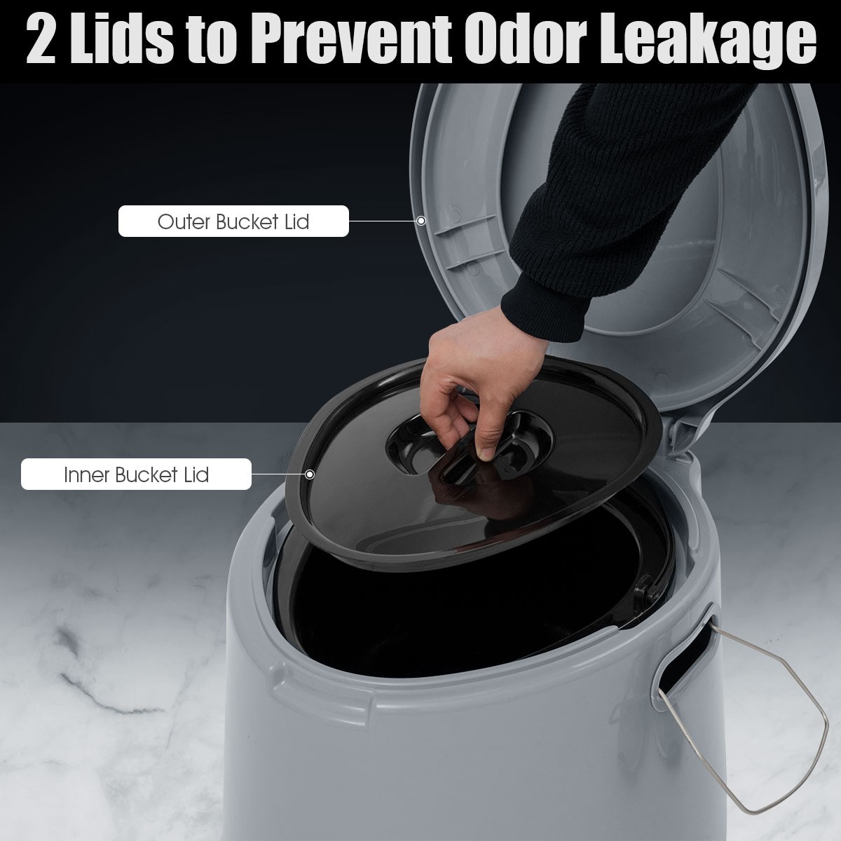 Portable Travel Toilet Indoor Outdoor W/Paper Holder Camping Hiking Boating