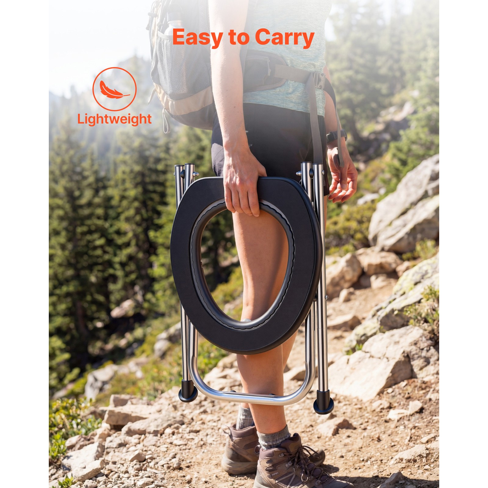Uimoso Portable Folding Toilet Chair 350 lbs Capacity for Camping and Travel