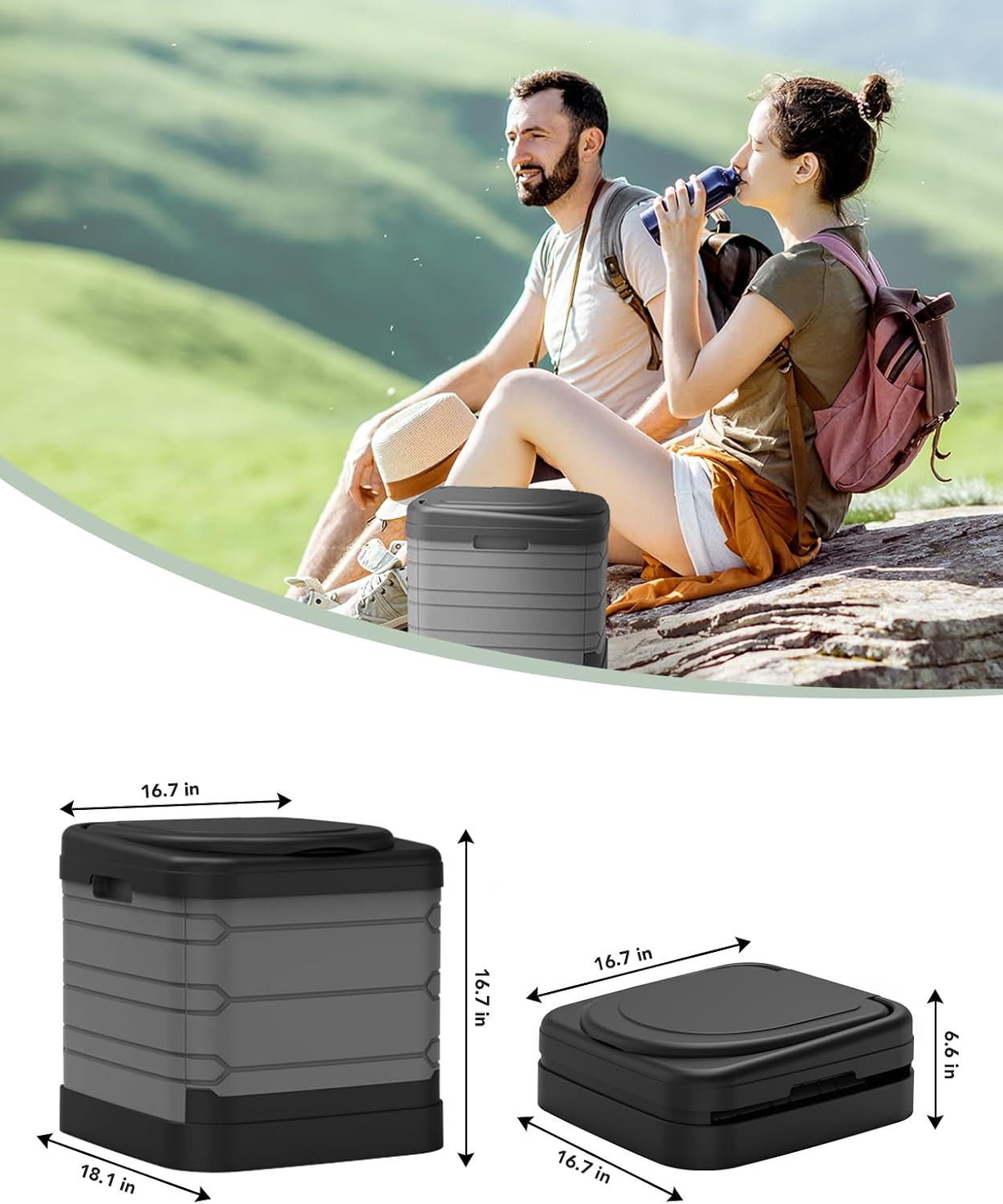 XXL Portable Toilet for Adults, Upgraded Camping Toilets Collapsible Toilet Extr
