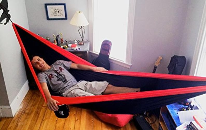 Single – Camping Hammock – Camping Essentials, Portable Hammock – Navy / Red