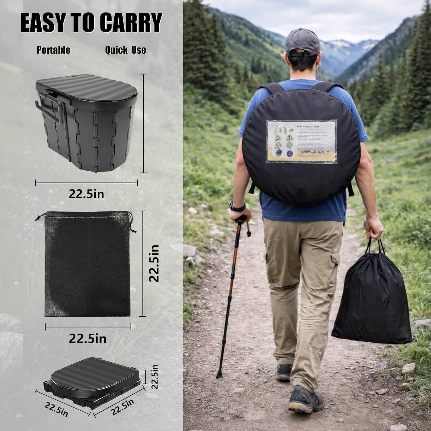 Portable Camping Toilet with Privacy Tent – Foldable Toilet Set for Adults