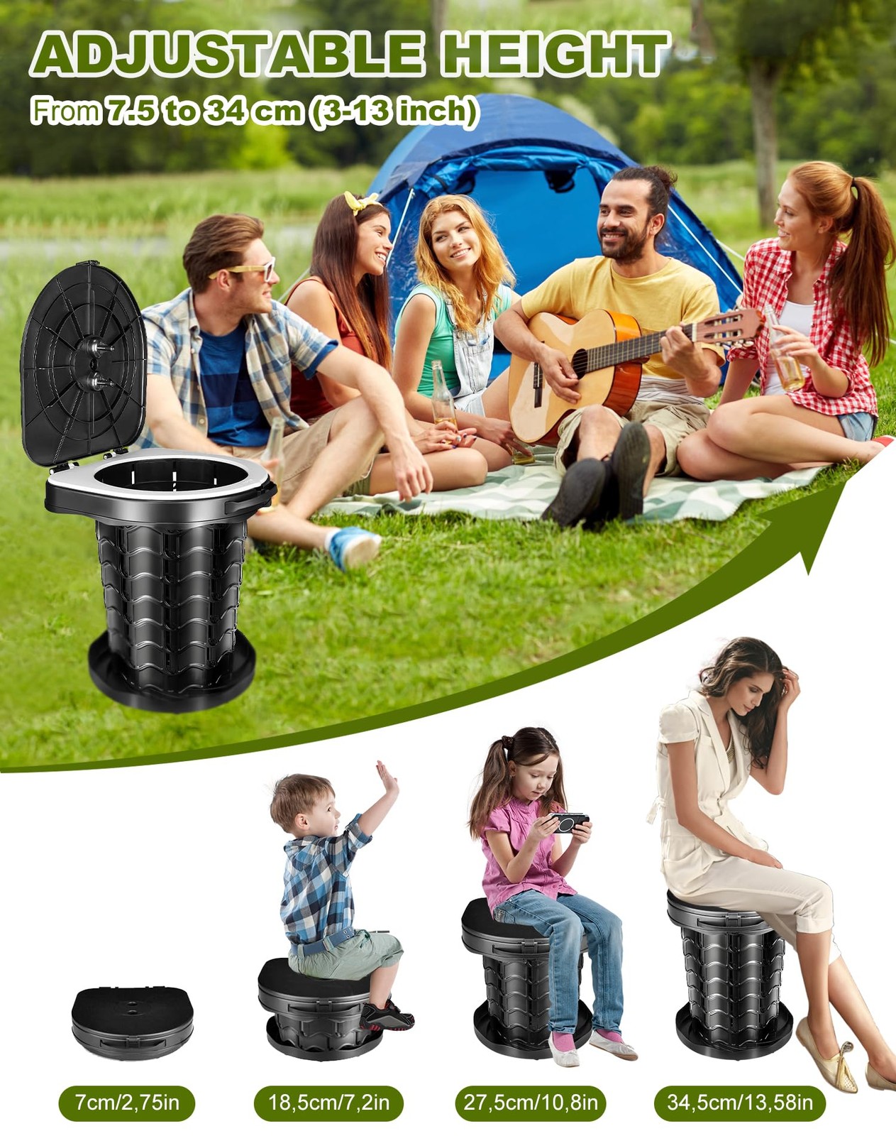 Camping Toilet Foldable with Toilet Bag, Camping Toilet with Lid, Mobile To…