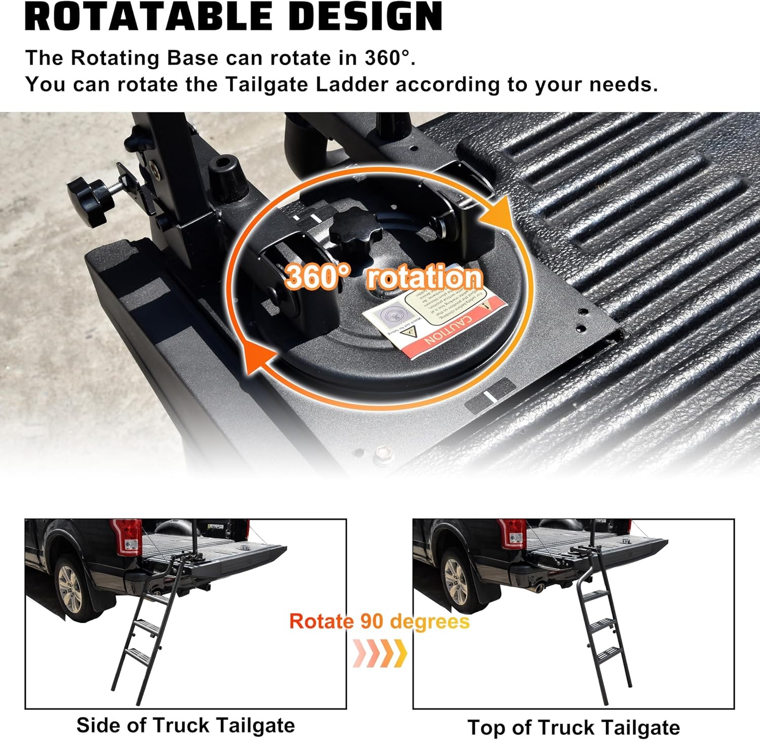 Universal Pickup Truck Tailgate Ladders 45″ Heavy Duty Foldable Rotatable