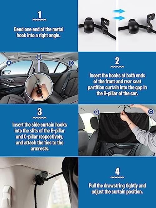 Set of 3 Car Window Shades – 95% Light Blocking Sunshades, 1 3pcs Curtain Set