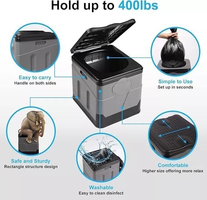 20L Portable Folding Toilet Car Outdoor Travel Potty for Camping Hiking Beach U