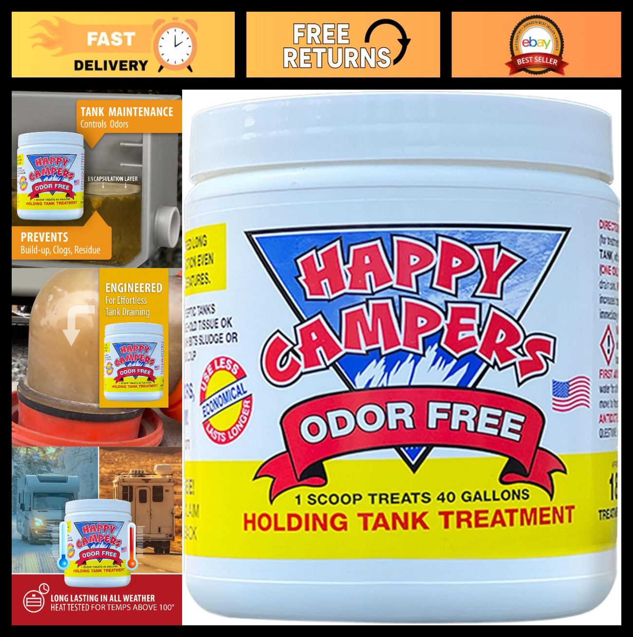 RV Toilet Treatment & Holding Tank Cleaner – Odor Control, Clog Prevention, 18 T