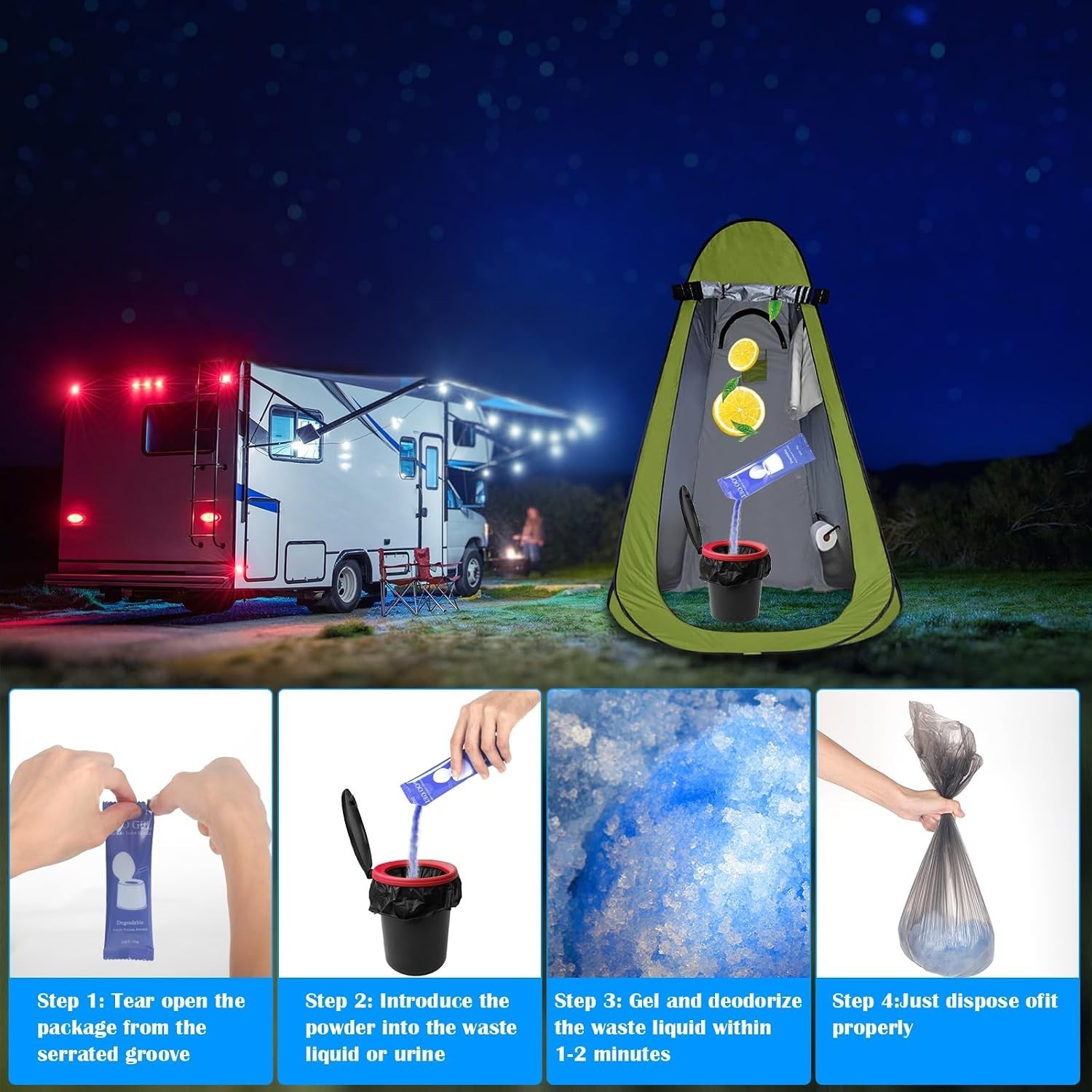 Convenient 10g Portable Toilet Absorbent Gel for Clean Camping Experiences