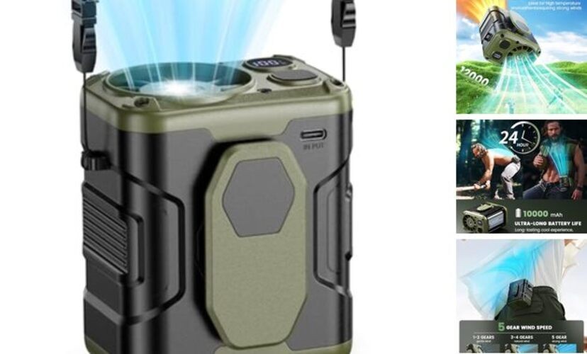 Upgrade Portable Waist Fan Clip On, 10000mAh Rechargeable Medium Green