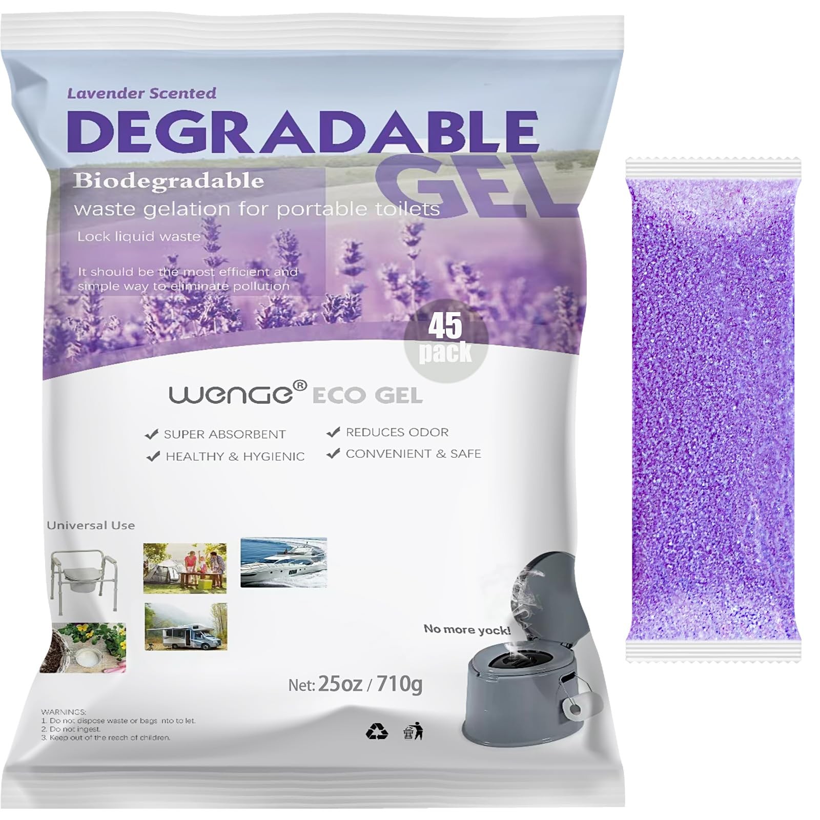 Urine Super Absorbent, 45Pack Lavender Scent Portable Toilet Powder Solidify …