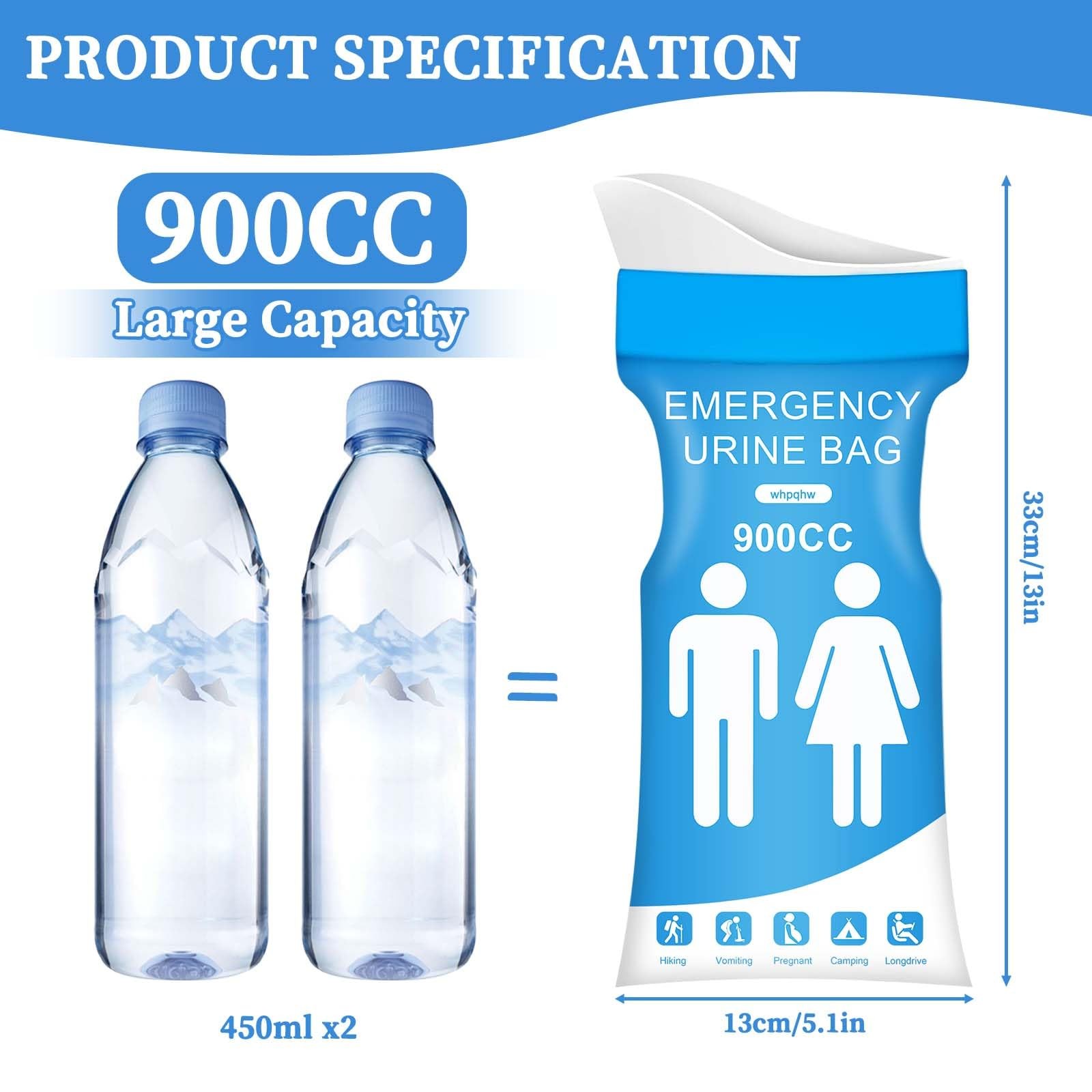 whpqhw 12 PCS Disposable Urine Bags,900ML Pee Bags for Travel Large, blue