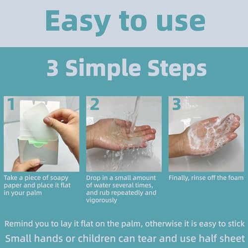Paper Soap Sheets for Hand Washing – (300 Sheets) Portable Aloe/Rose/Unscented