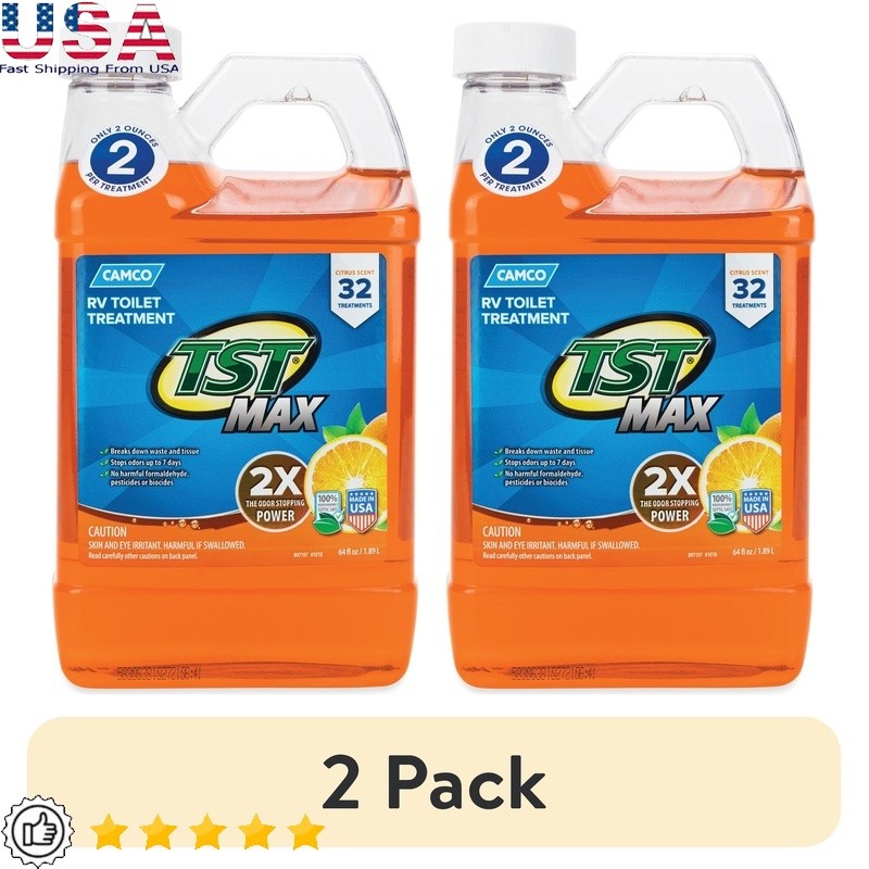 2 Pack RV Toilet Treatment Liquid Citrus Odor Eliminator Septic Safe 64oz New