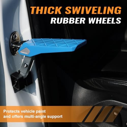Folding Car Door Step Vehicle Pedal Ladder for Roof Access, Universal Blue