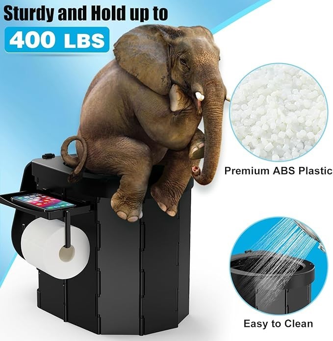 Portable Camping Toilet with Detachable Phone Shelf and Toilet Paper Holder