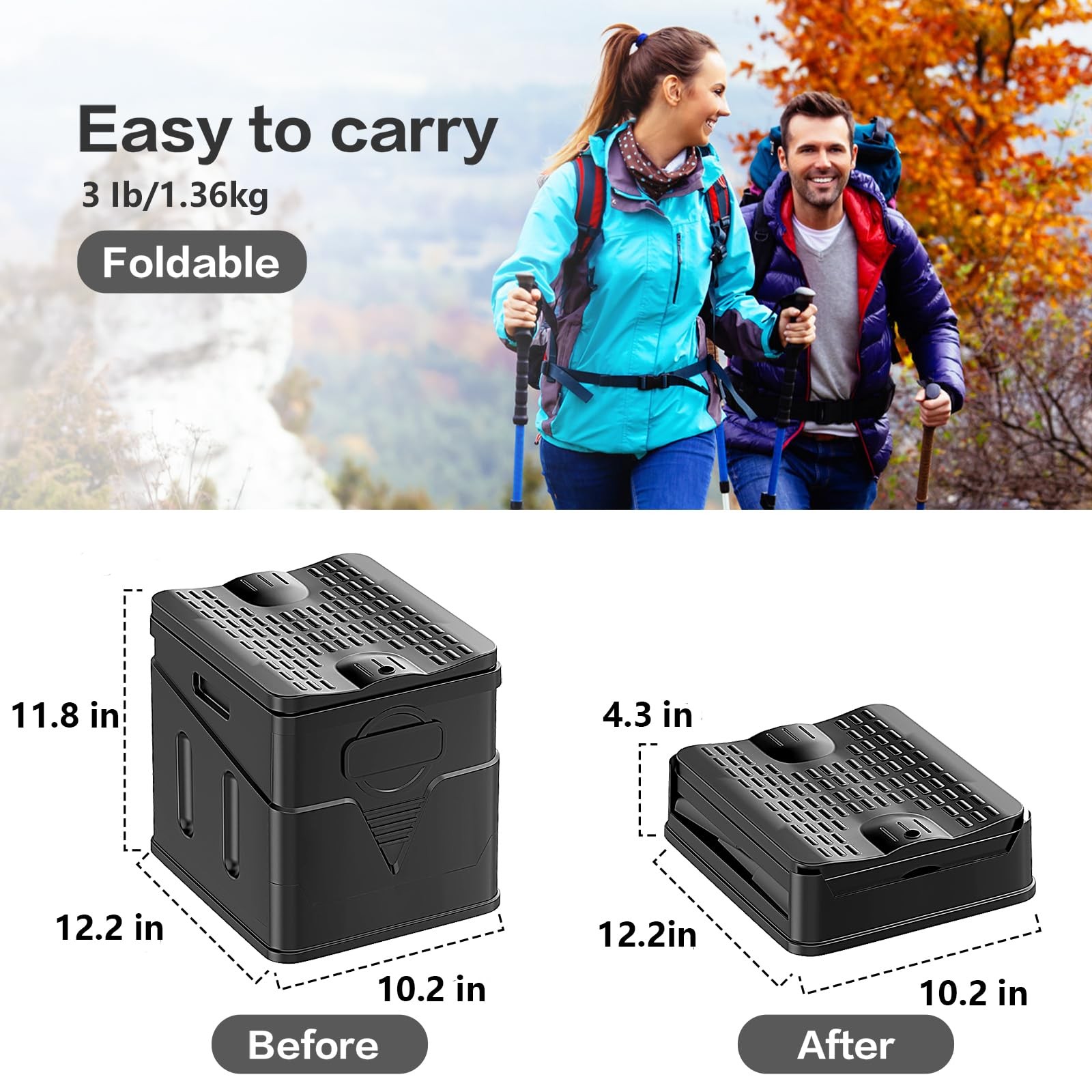 Black Compact Portable Foldable Camping Toilet Potty For Adults Car Hike