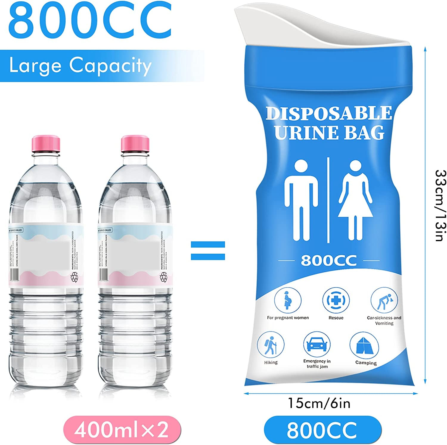Disposable Urine Bag,12 PCS 800ML for Travel, Emergency Portable Pee Bag