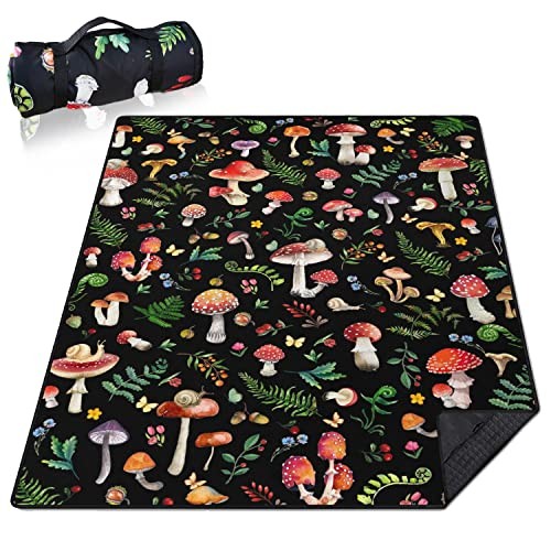 Picnic Blankets Waterproof Foldable,60’‘x80” Portable Dual Layers Mushroom