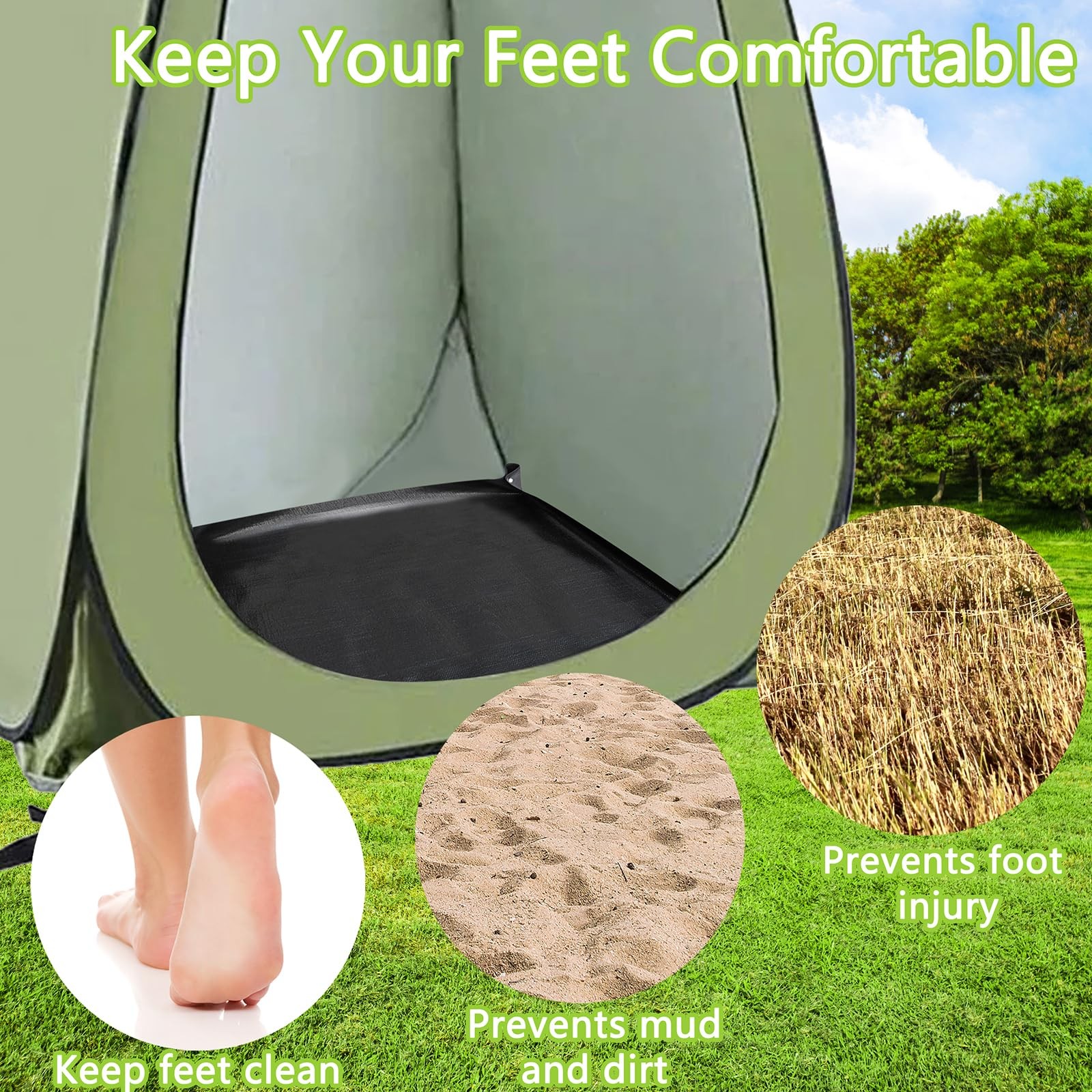 QTRQTR Outdoor Camping Shower Mat, 39.4″ Portable Shower Pan, Simple Version …