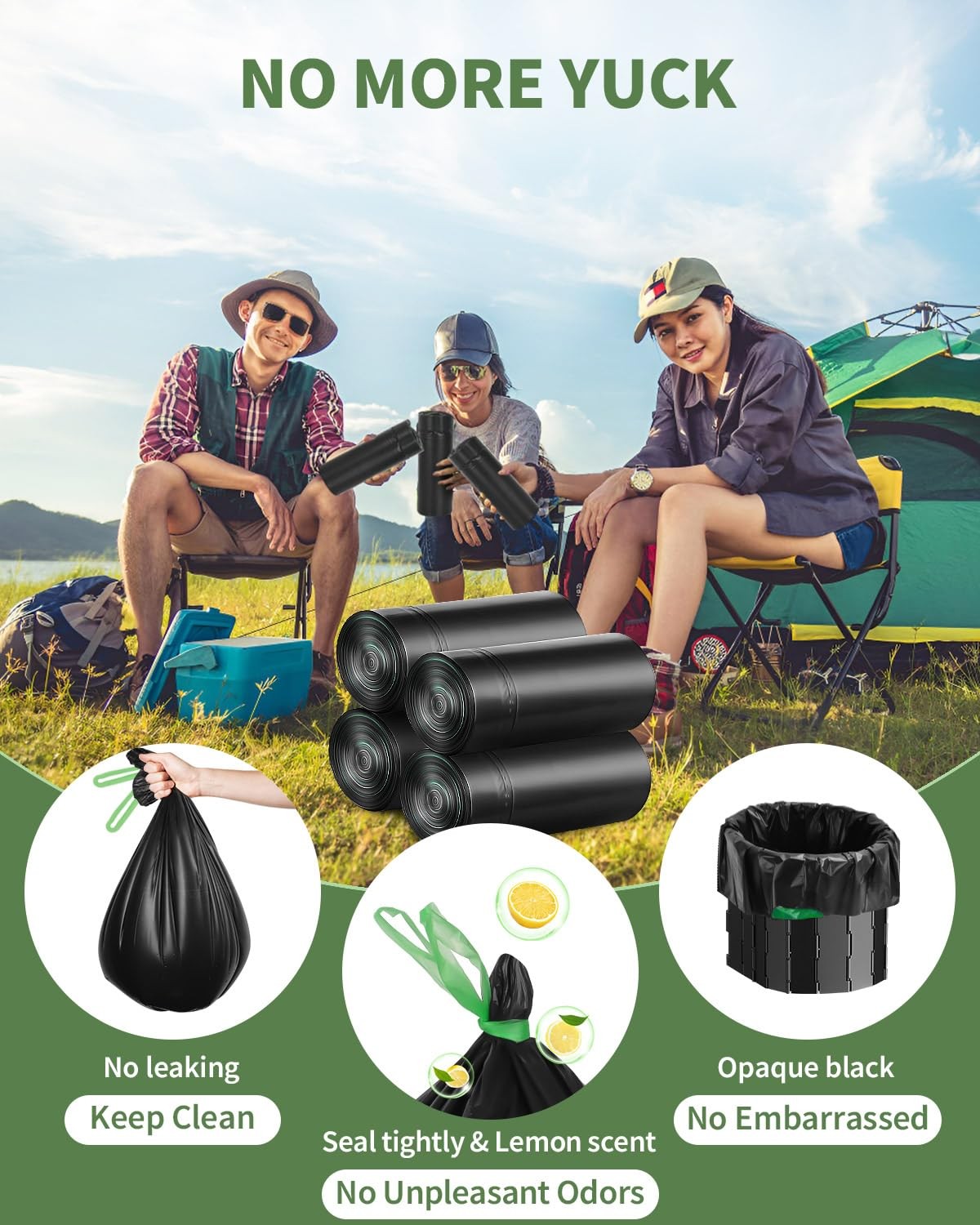 Camping Toilet Bags Poo Gel Set, 25 Count Portable Toilet Bags with 15 Count …