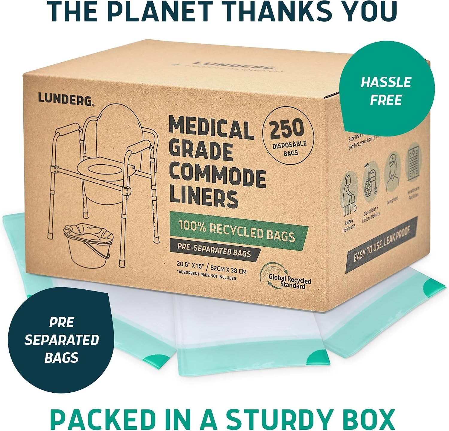 Environment Friendly Commode Liners – 250 Universal Fit Bags