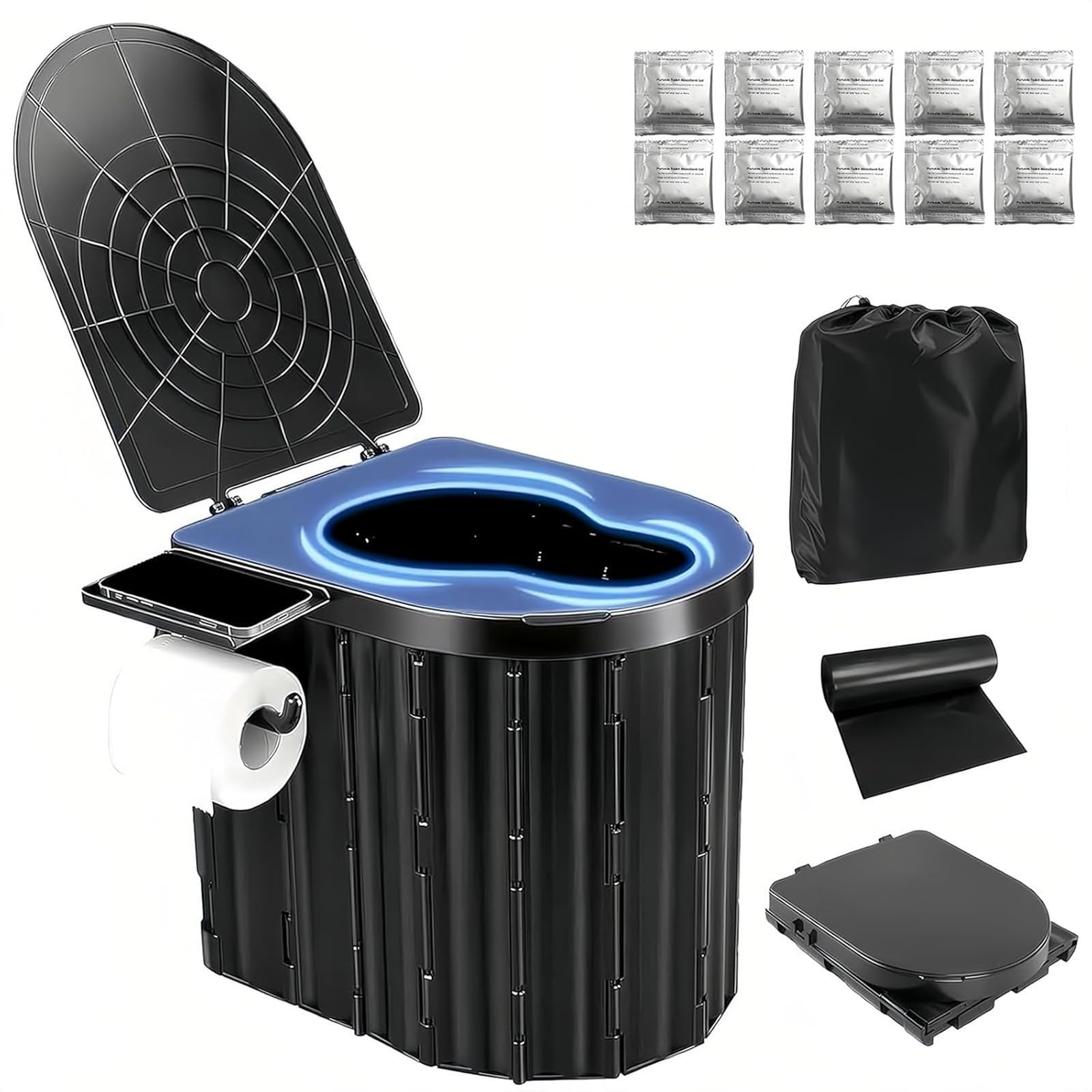 UOPBYEA Portable Camping Toilet for Adults With Urine Gel Leak-Proof Bags an…