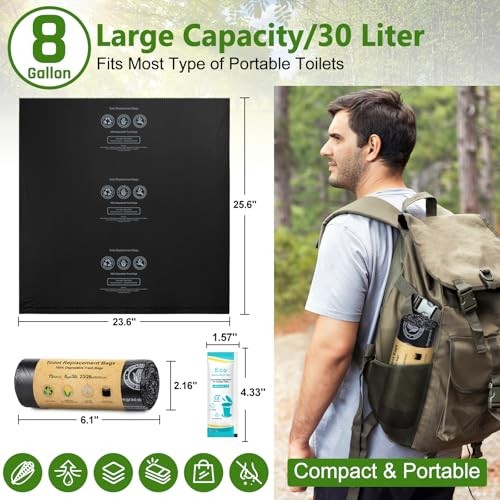Camping Toilet Bags Eco Absorbent Gel Set, 15 Pcs-toilet Bags and Gel Set