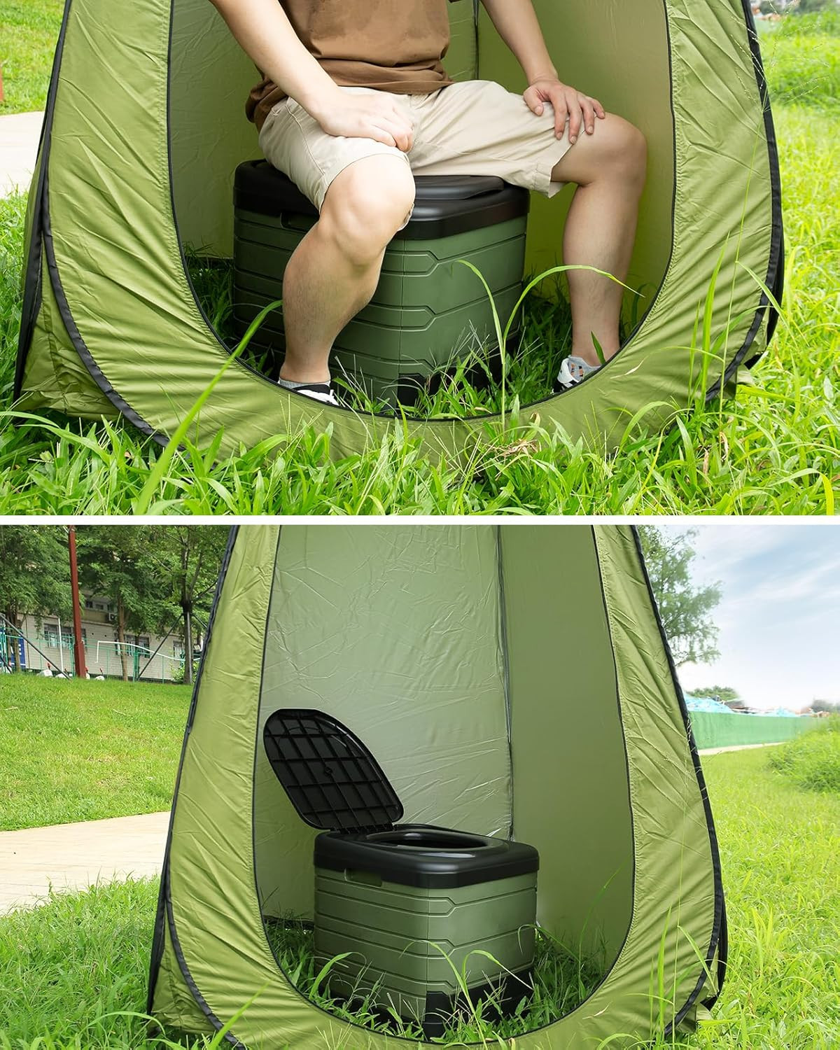 XXL Portable Toilet for Adults – Upgraded Collapsible Camping Toilet 16.7″ High