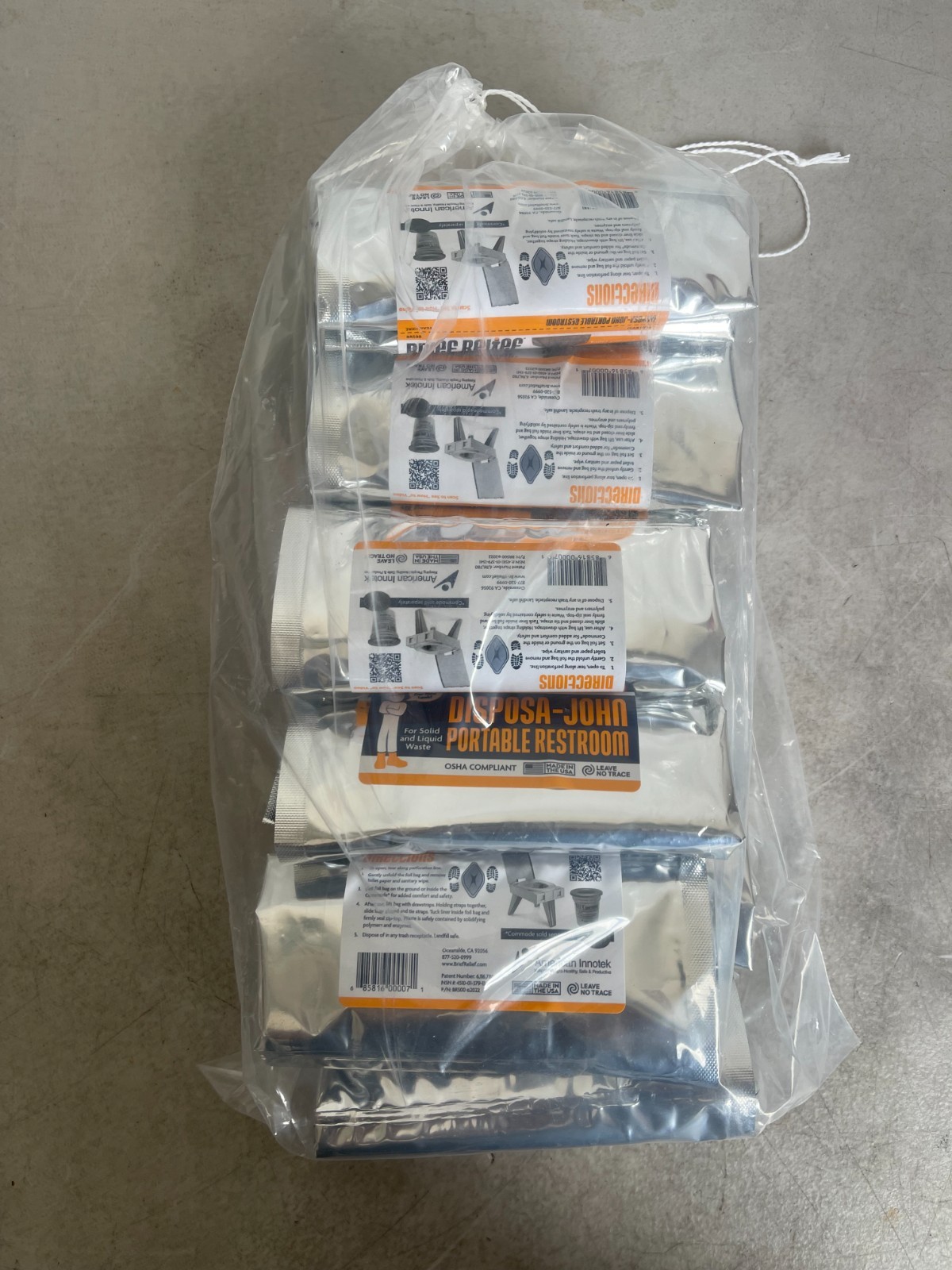 Lot of 10 BRIEF Relief DISPOSA-JOHN Portable Restroom Kit Toilet NWB