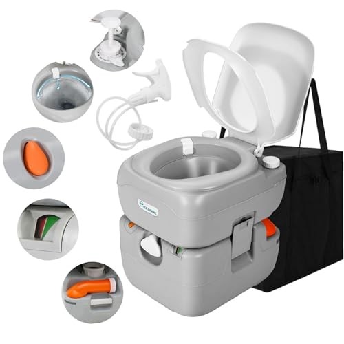 Portable Toilet Camping Porta Pottylon with 5.8 Gal Standard Seat+Bag+Sprayer