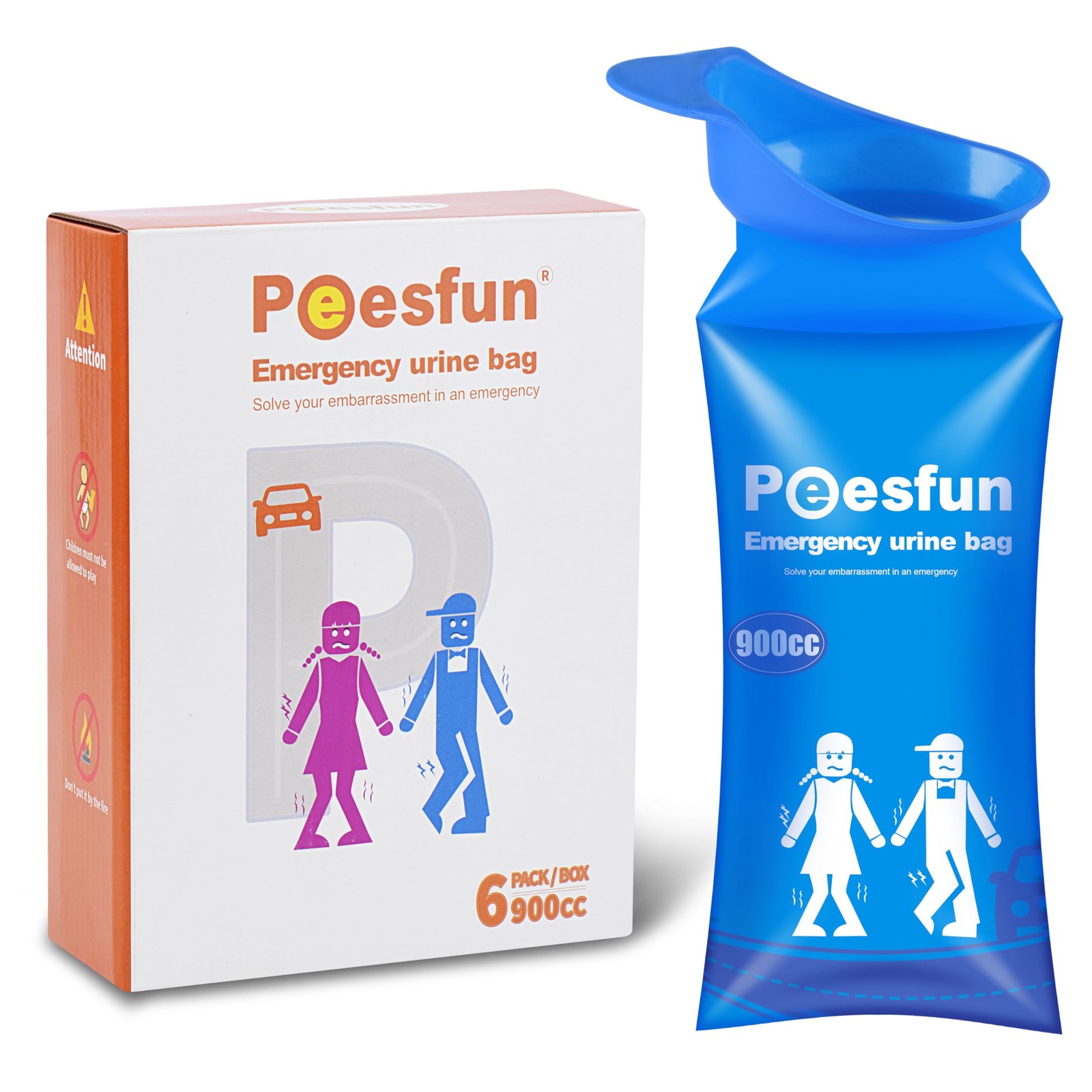 Peesfun Disposable Urinal Bag, Emergency Urine Bag,900CC LeakProof Pee Bag wi…