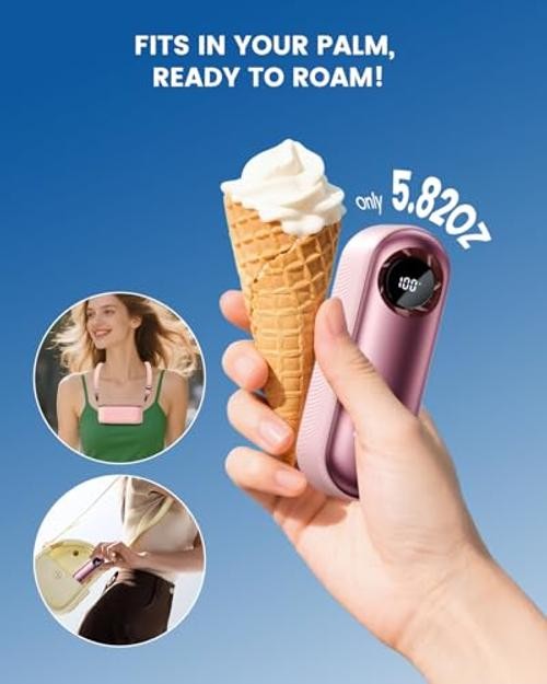 Portable Handheld Turbo Fan, 4000mAh Rechargeable Personal Mini Fan, 1 Pink