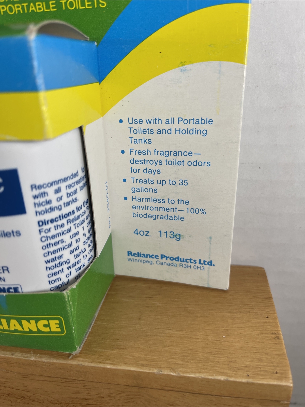 VINTAGE NEW OLD STOCK Reliance Septic Blue 4oz Portable Toilet Deodorant