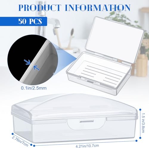 Reallnaive Pcs Travel Soap Container Portable Plastic Soap Boxes Bulk 50 White