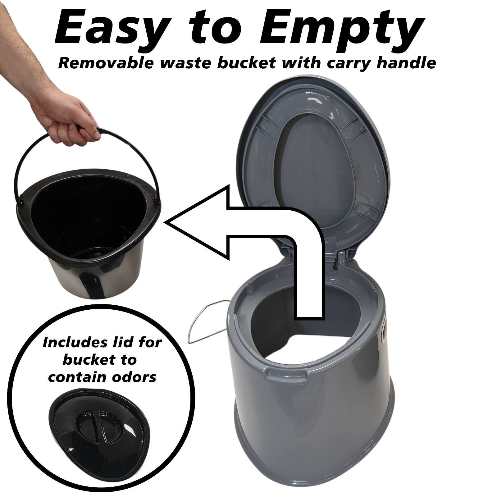 Portable Travel Toilet with Toilet Paper Holder and Removable Waste Bucket