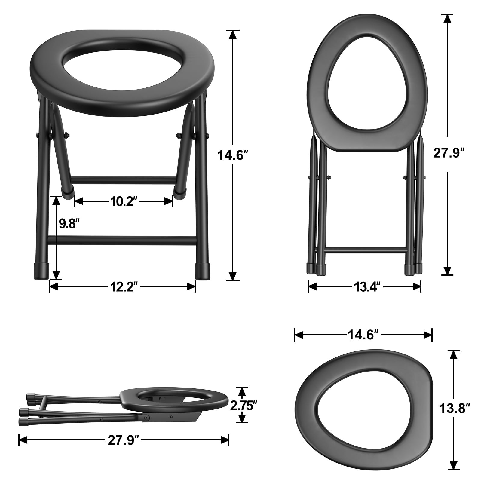 Portable Toilet for Camping & Travel – 300LBS Weight Capacity, Folding Toilet…