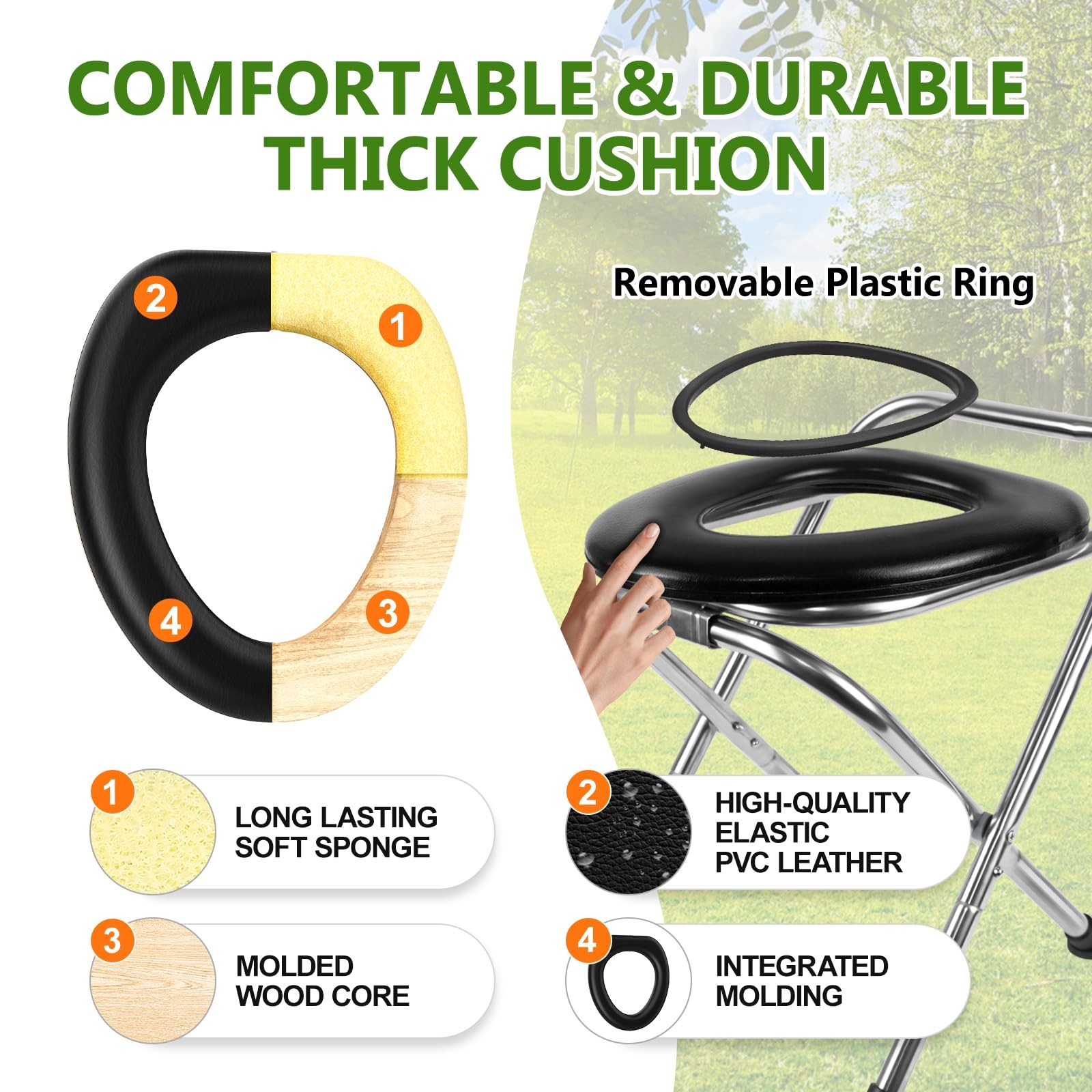Portable Toilet for Camping, 350LBS Stainless Steel Foldable Camp Travel Toil…