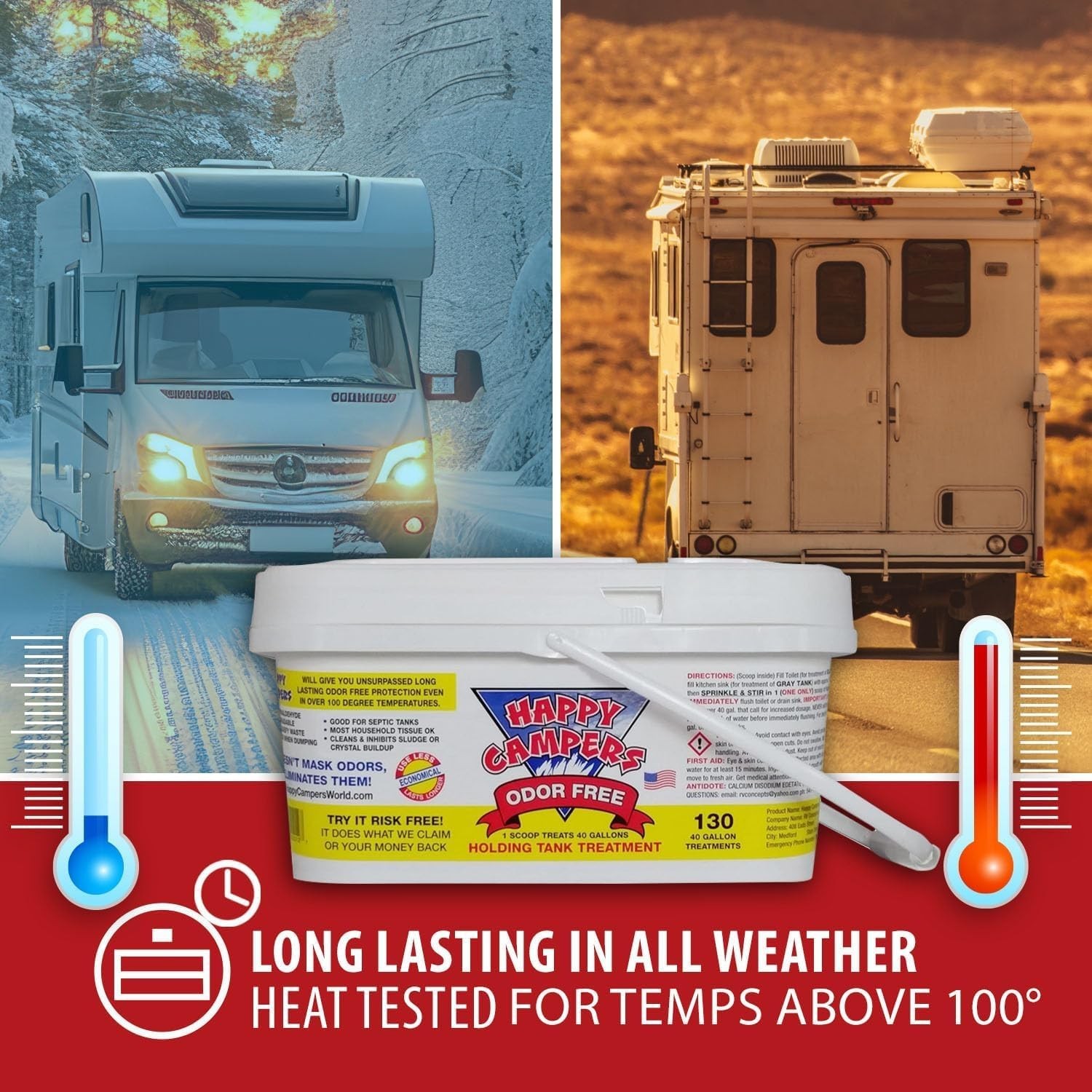 RV Toilet Treatment & Holding Tank Odor Control – Prevent Clogs & Buildup (130 T