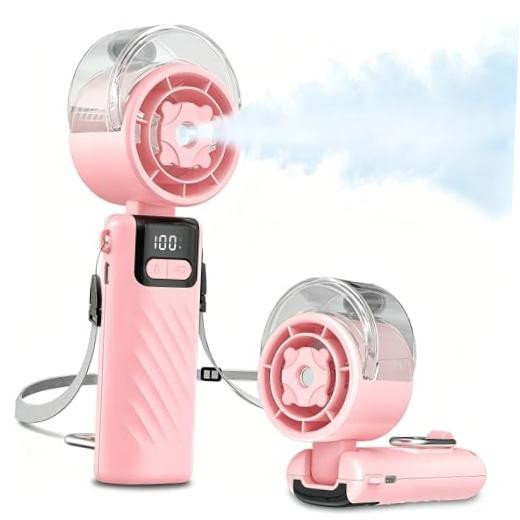 Handheld Misting Fan, Portable Personal Fan with Pink Handheld Misting Fan pink