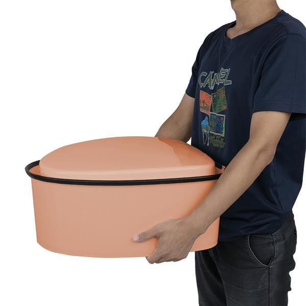 Portable Foldable Toilet with Lid & Anti-Slip Base For Camping Elderly Brown