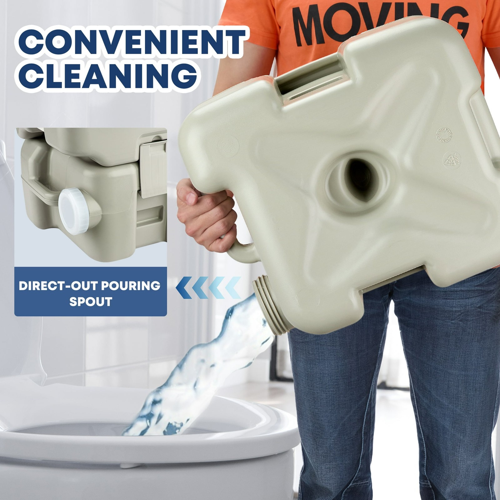 Portable Toilet with Phone Stand 5.3 Gal 20L Porta Potty for Adults