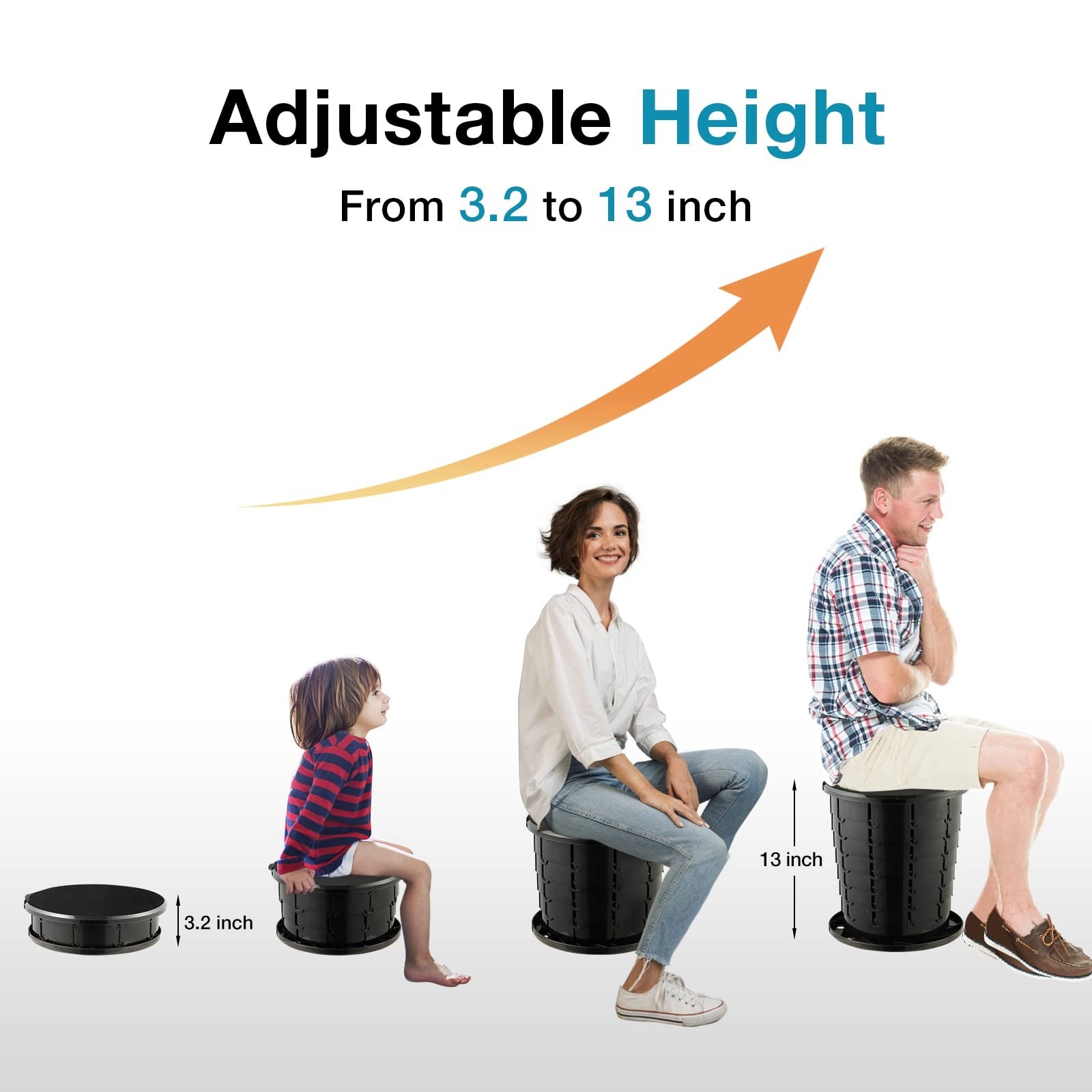 Portable Adjustable Height Travel Toilet – Retractable Camping Potty for Adults