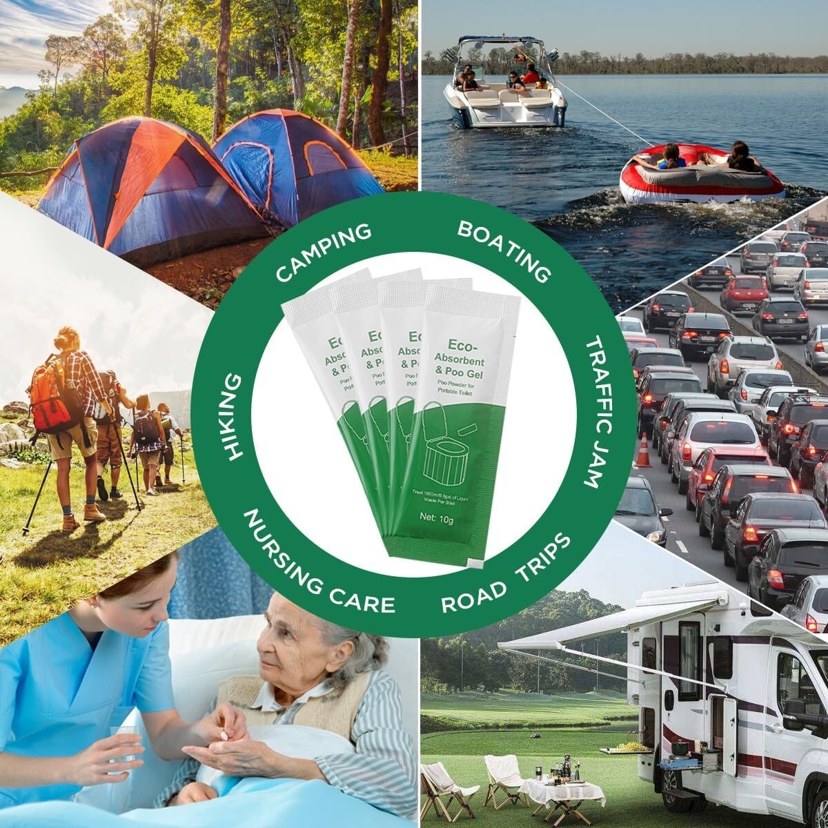 New! 30 Pack Eco absorbent & Poo Gel Packets For Portable Toilet Camping (B16)