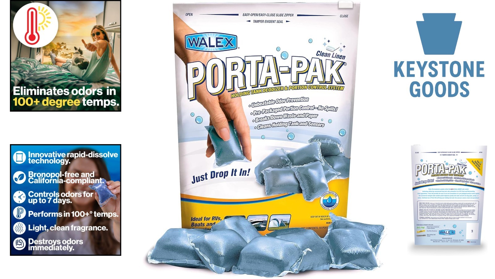 Porta-Pak RV & Marine Holding Tank Deodorizer 10 Pack – Effective Waste Break…