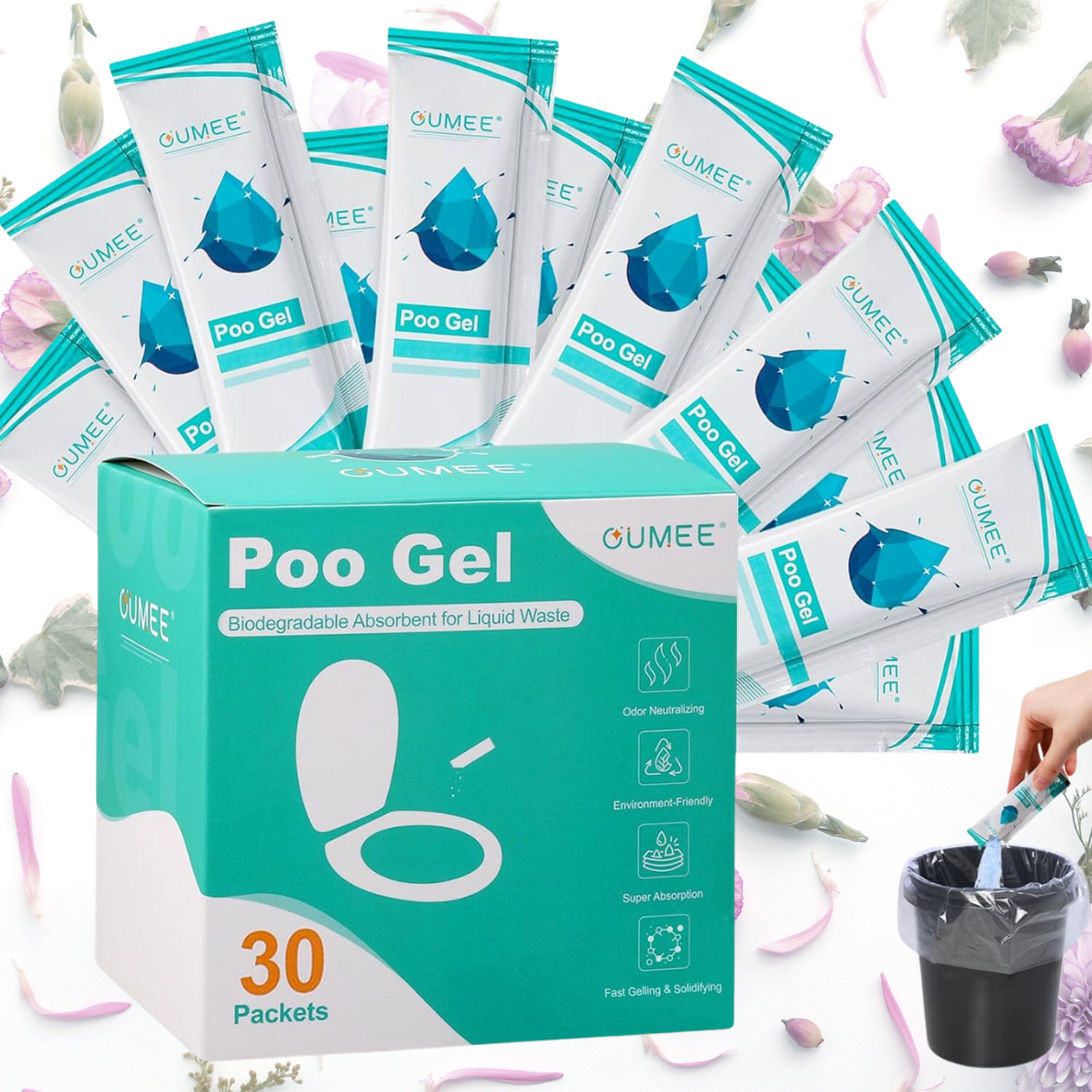 30 Packets Poo Gel for Portable Toilet, Camping Toilet Powder