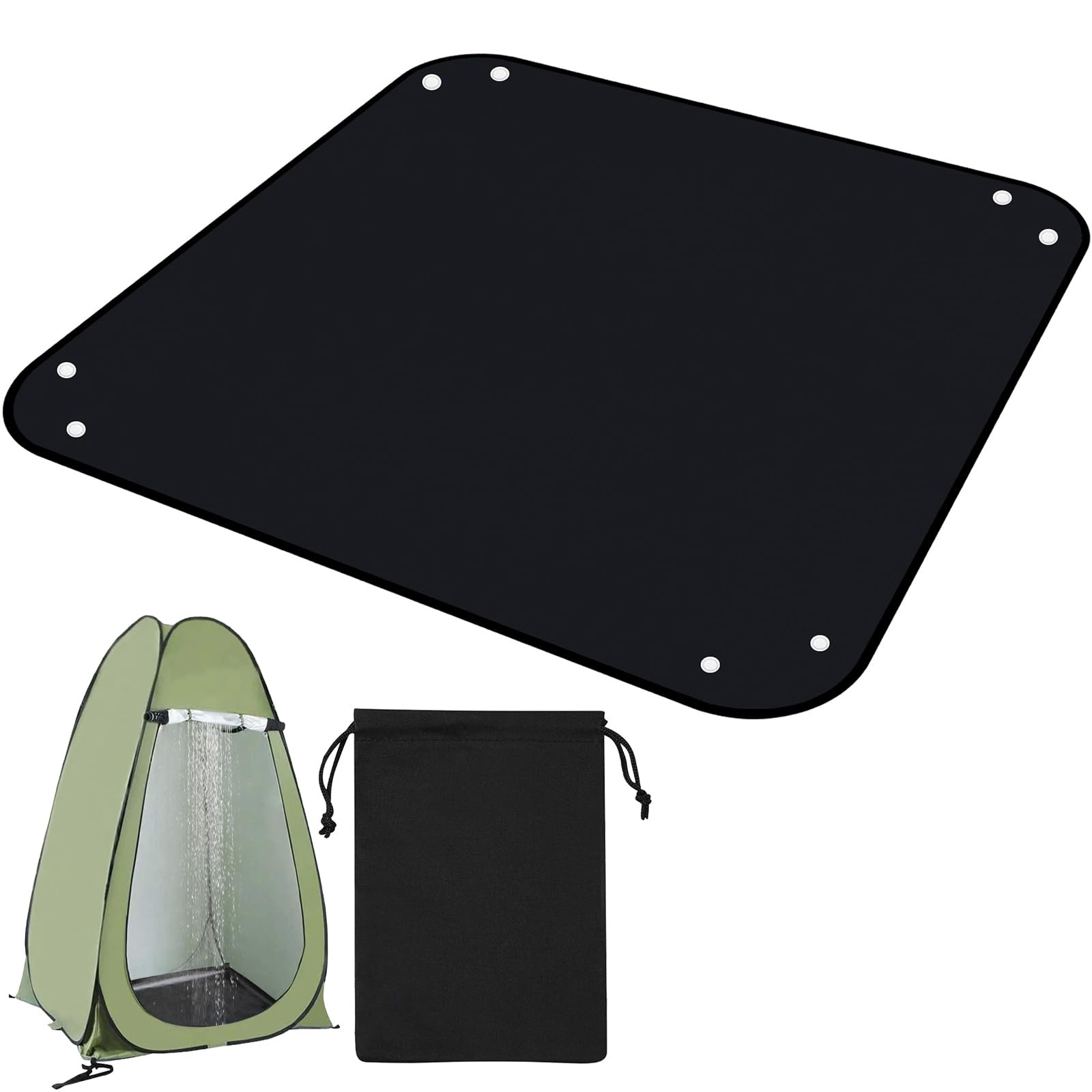 QTRQTR Outdoor Camping Shower Mat, 39.4″ Portable Shower Pan, Simple Version …