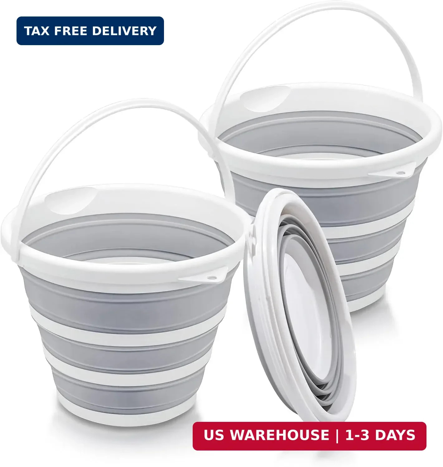 2-Pack Collapsible Buckets – 2.6 Gallon (10L) Large Capacity, Essential for RV,