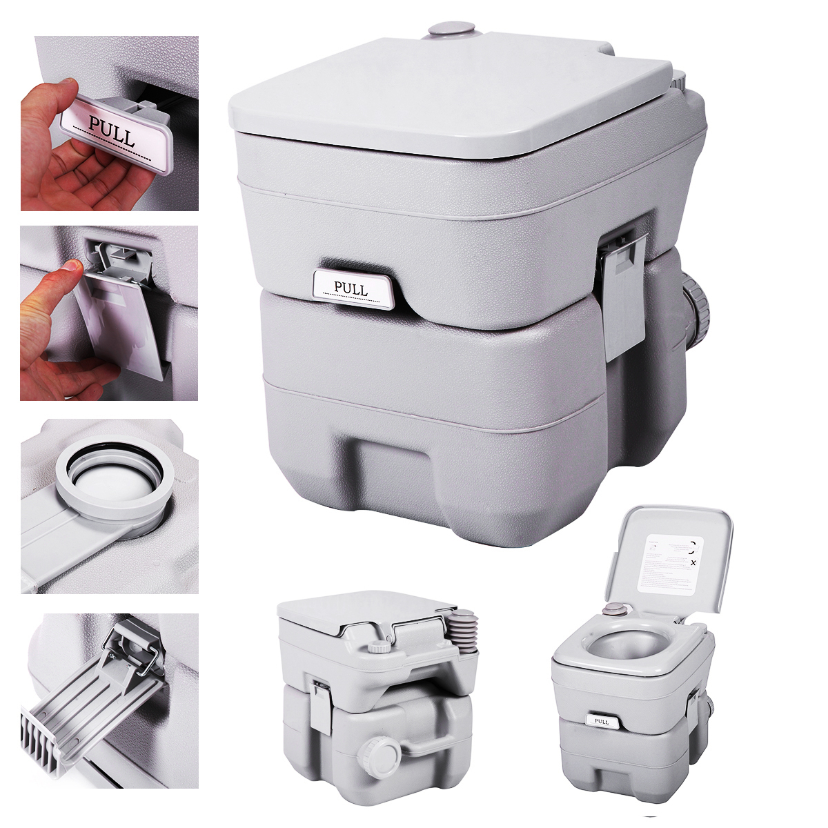 5 Gallon 20L Portable Toilet Flush Travel Camping Outdoor/Indoor Commode Potty