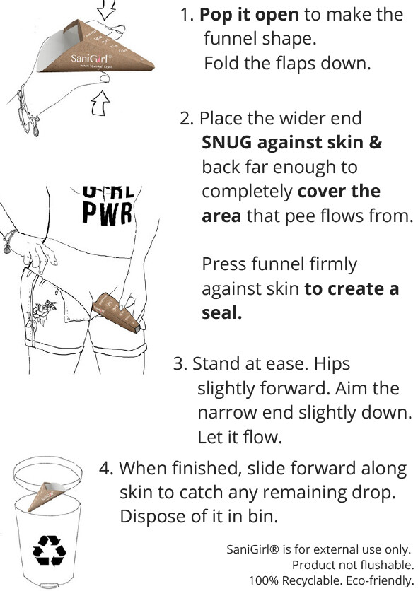 SaniGirl Disposable Pee Funnel Female Urination Device Portable Urinal 10 Pack