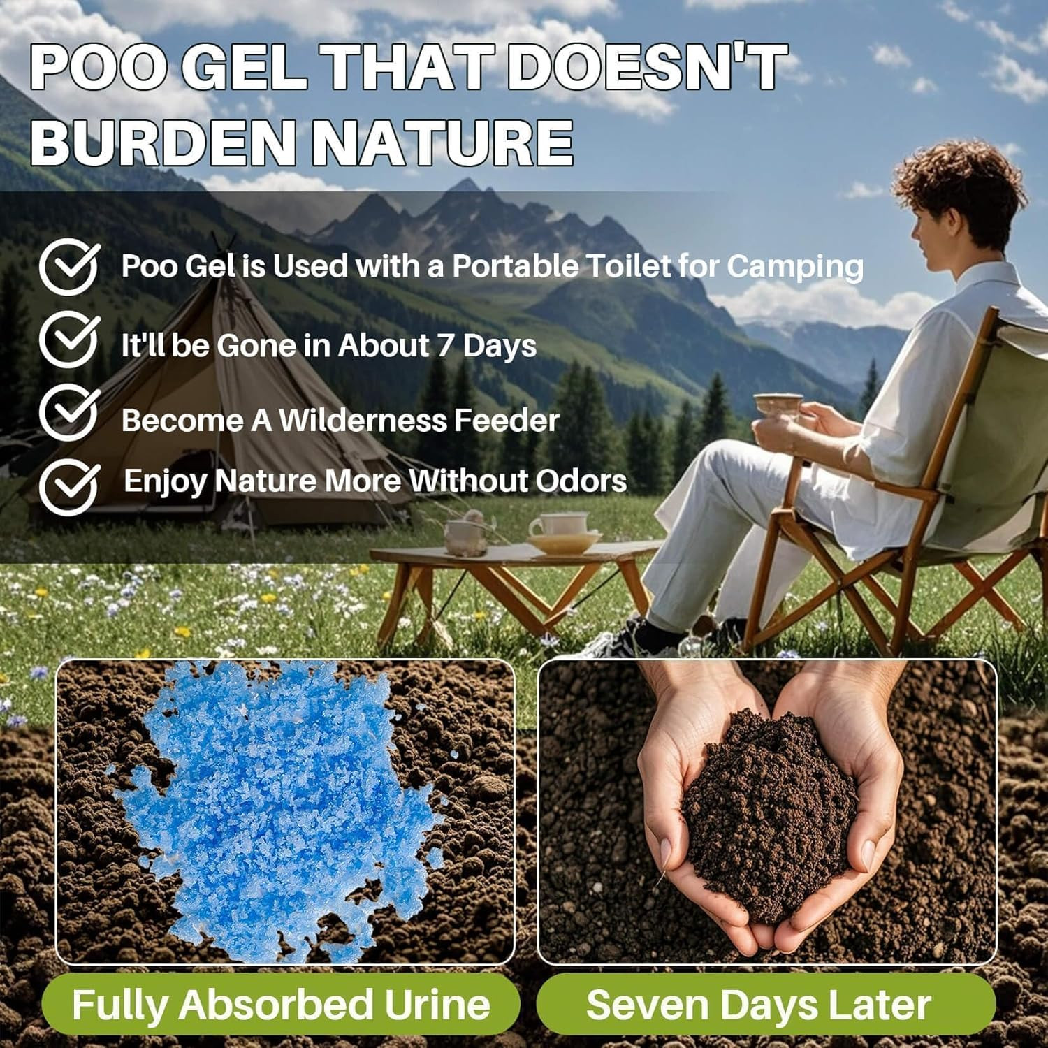 28 Packs Poo Gel for Portable Toilet – Camping Toilets Bags Lemon Eco Gel for Ca