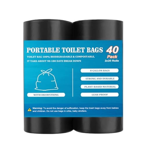 40 PCS Portable Toilet Bags with Drawstring, 40 Count with Drawstring